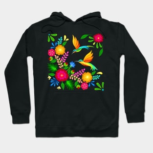 Mexican flowers and hummingbirds Hoodie